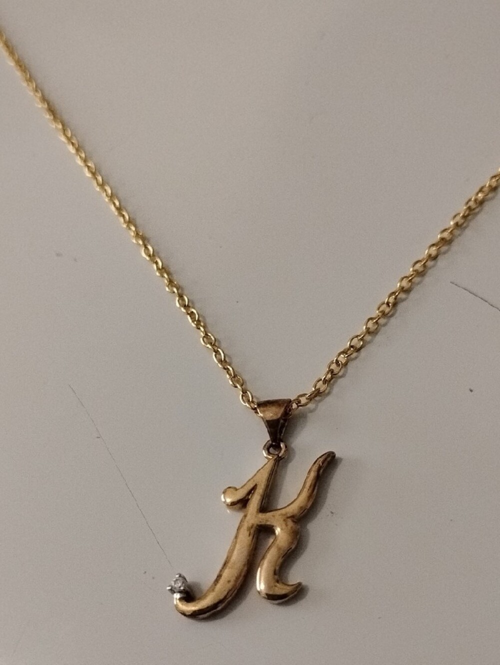 Gold Plated over Sterling Silver Initial 'K' Necklace - Elegant Script Pendant